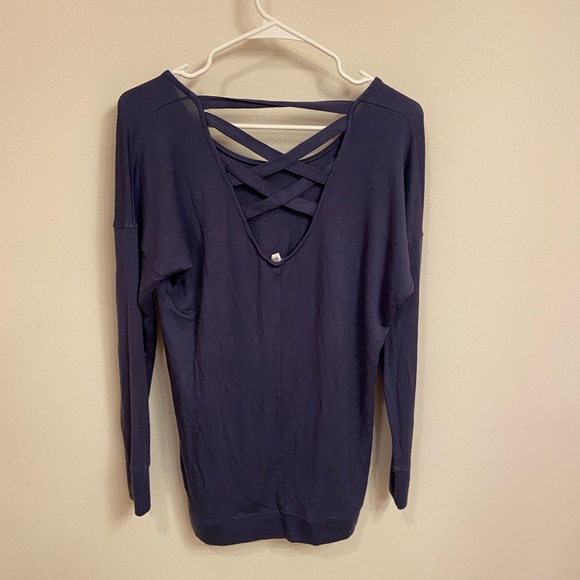 Athleta Crisscross back Sweatshirt Blue Size Small - Picture 6 of 6